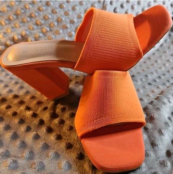 Cuccoo Shoes - Women's Orange Cuccoo Block Heel Square Toe Slide Shoes Size 38 EU Pre-owned